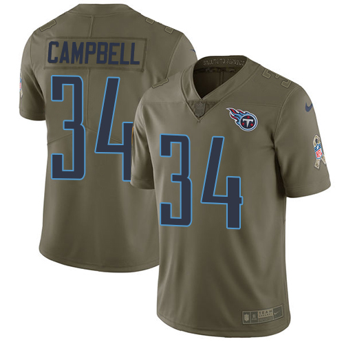 Nike Titans #34 Earl Campbell Olive Men's Stitched NFL Limited Salute to Service Jersey - Click Image to Close